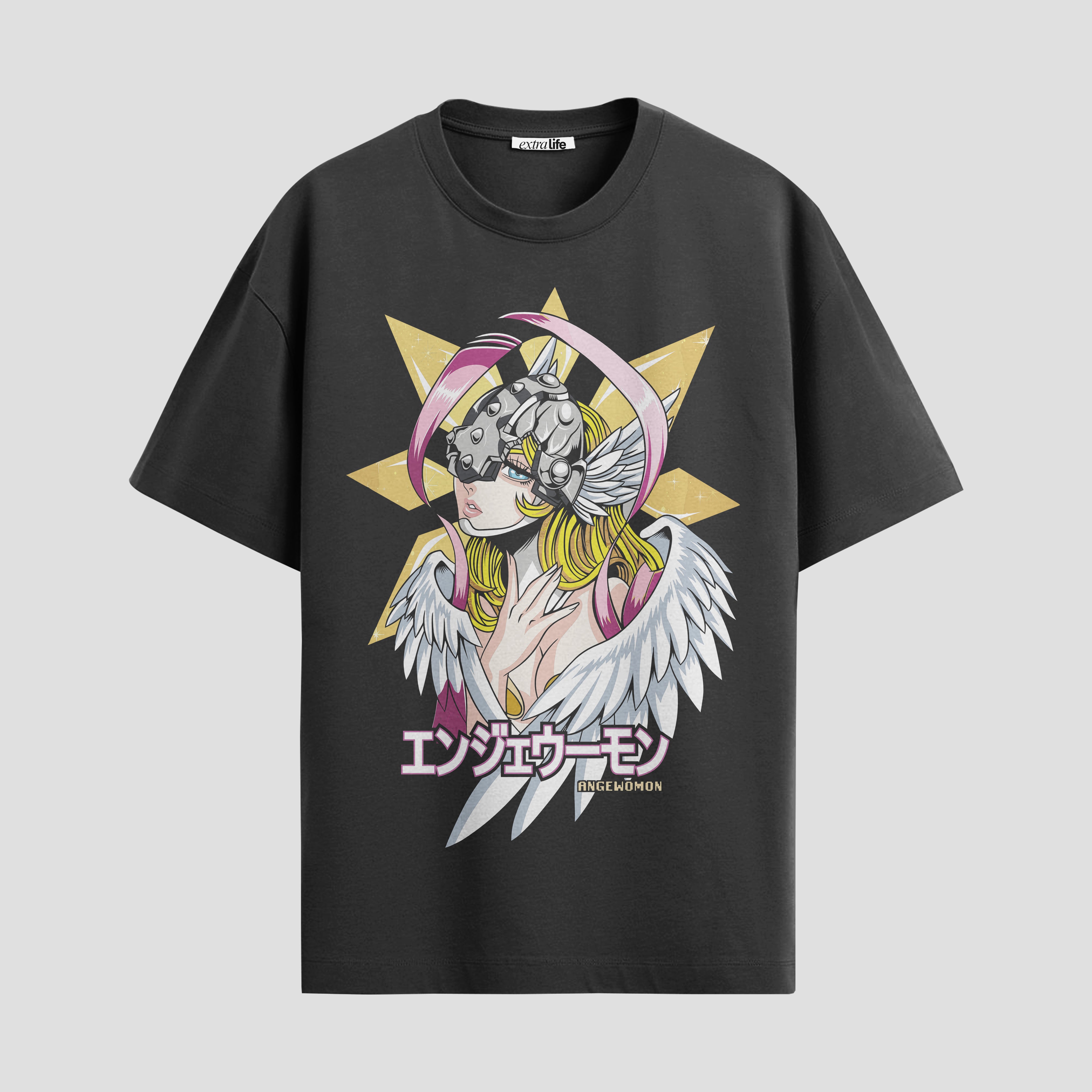 Playera urbana de anime y gaming ExtraLife MX, corte Standard Fit unisex ligero y transpirable en color Deep Black y Pure White, ropa de uso diario para gym y casual.