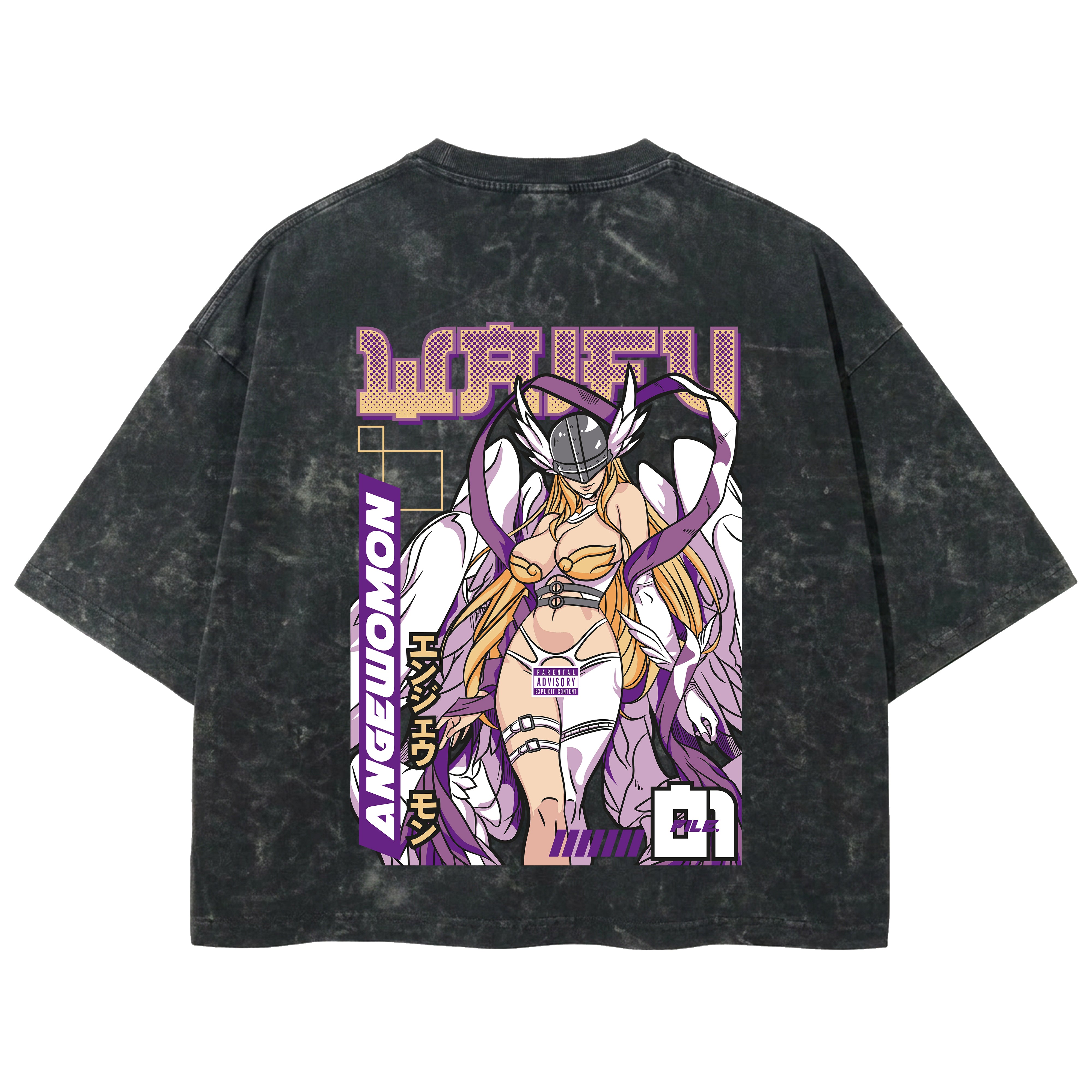 Playera streetwear premium de anime y gaming ExtraLife MX, corte boxy deluxe mineral wash heavyweight en color Acid Wash, moda urbana mexicana de culto.