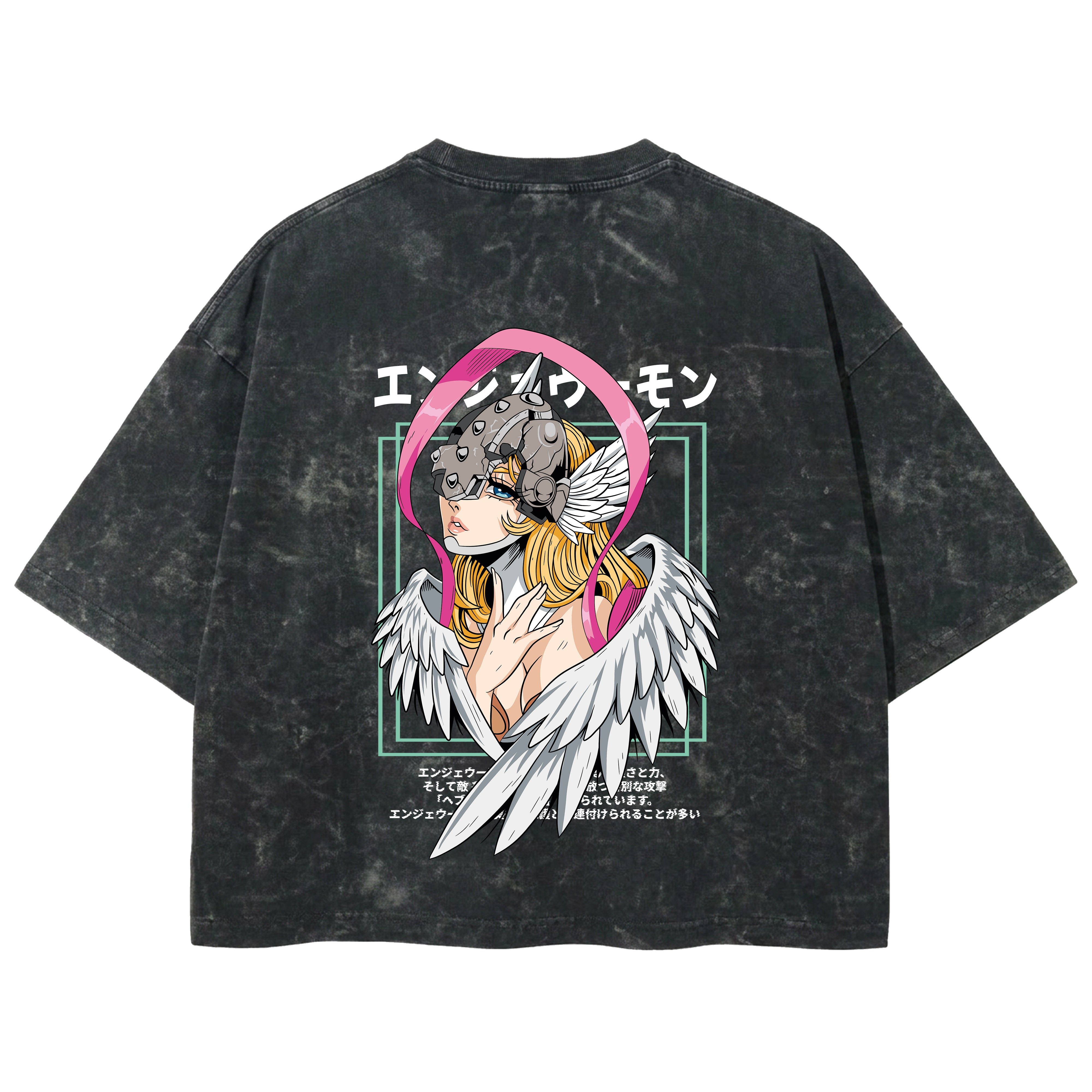 Playera streetwear premium de anime y gaming ExtraLife MX, corte boxy deluxe mineral wash heavyweight en color Acid Wash, moda urbana mexicana de culto.
