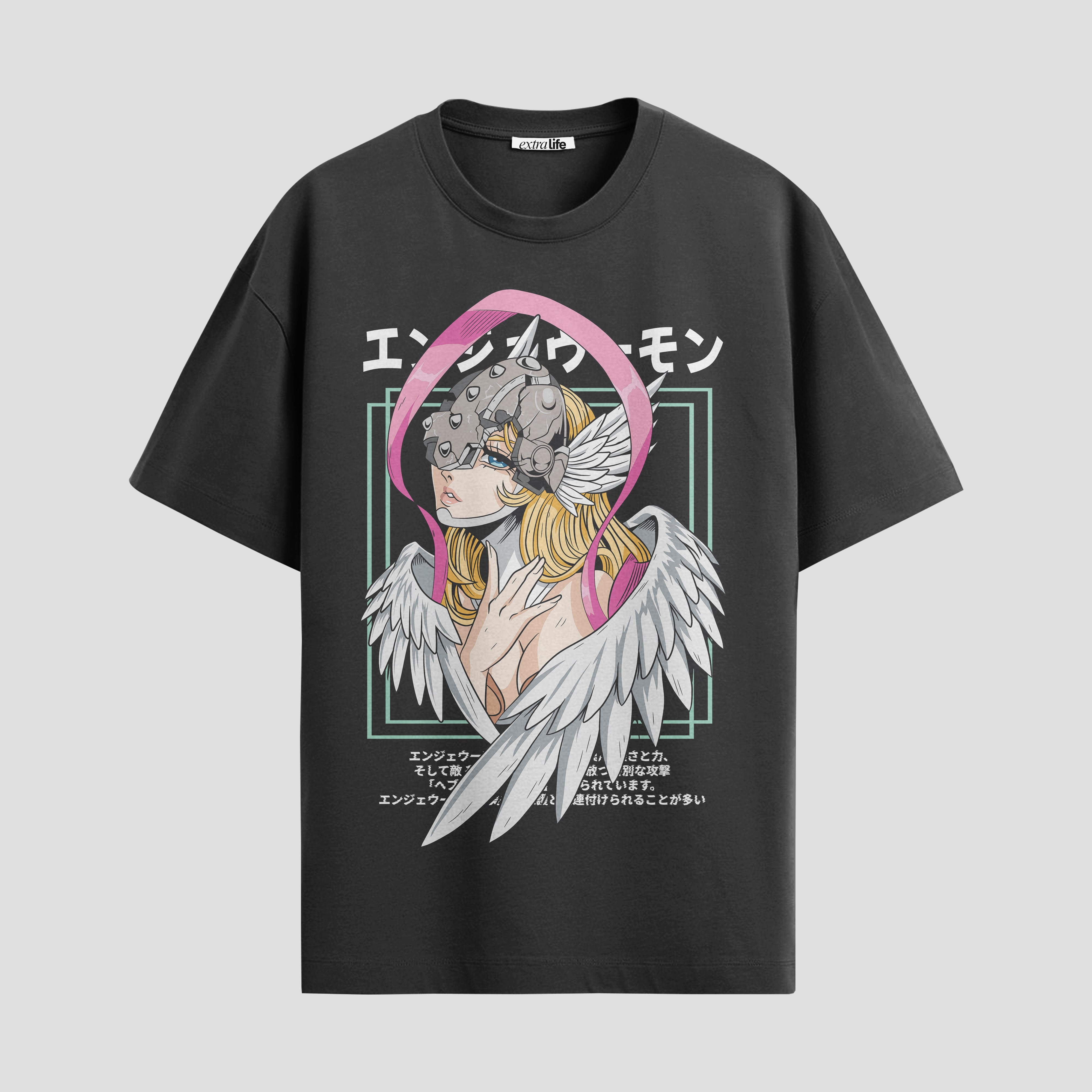 Playera urbana de anime y gaming ExtraLife MX, corte Standard Fit unisex ligero y transpirable en color Deep Black y Pure White, ropa de uso diario para gym y casual.