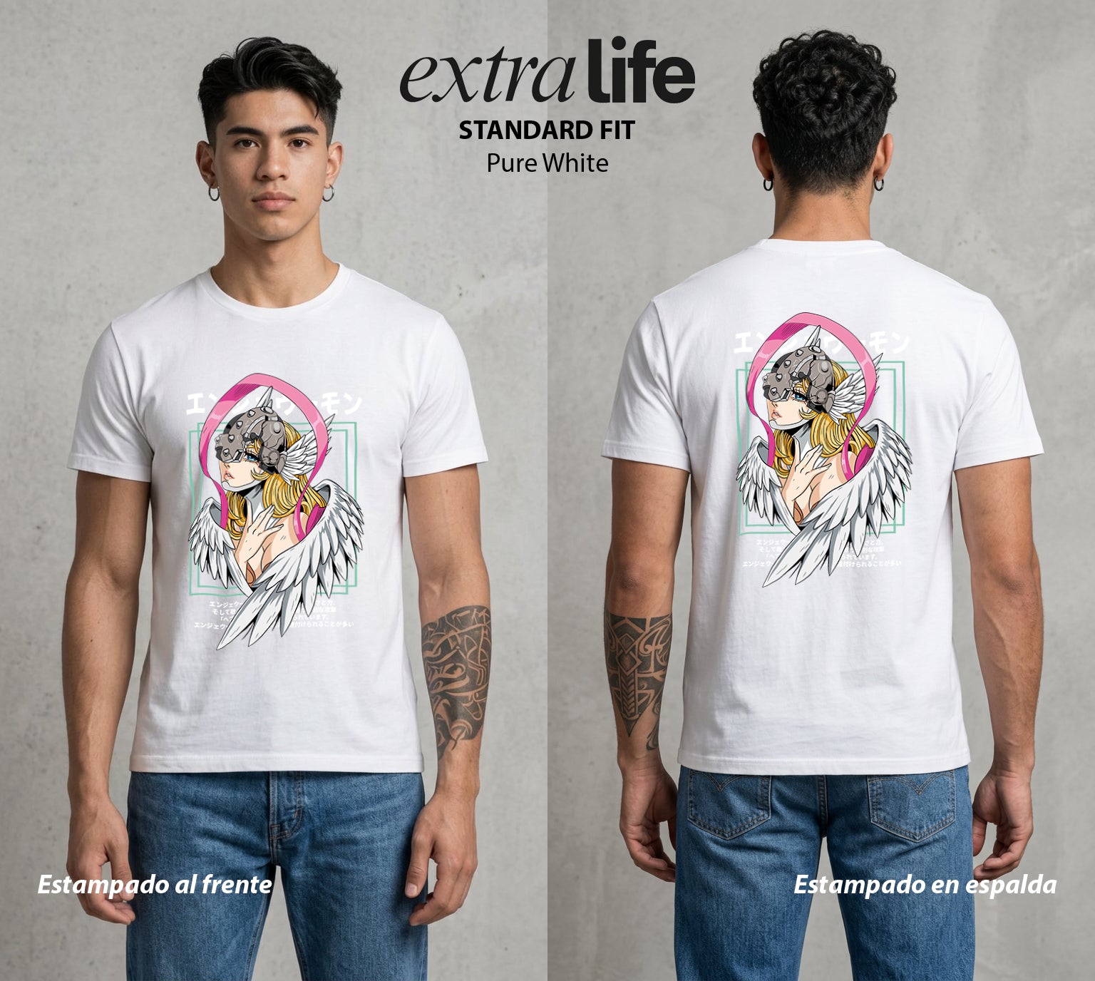 El Mundo Digital | Digimon Angewomon #01304 - Playera Standard Fit | Pure White - Foto en modelo
