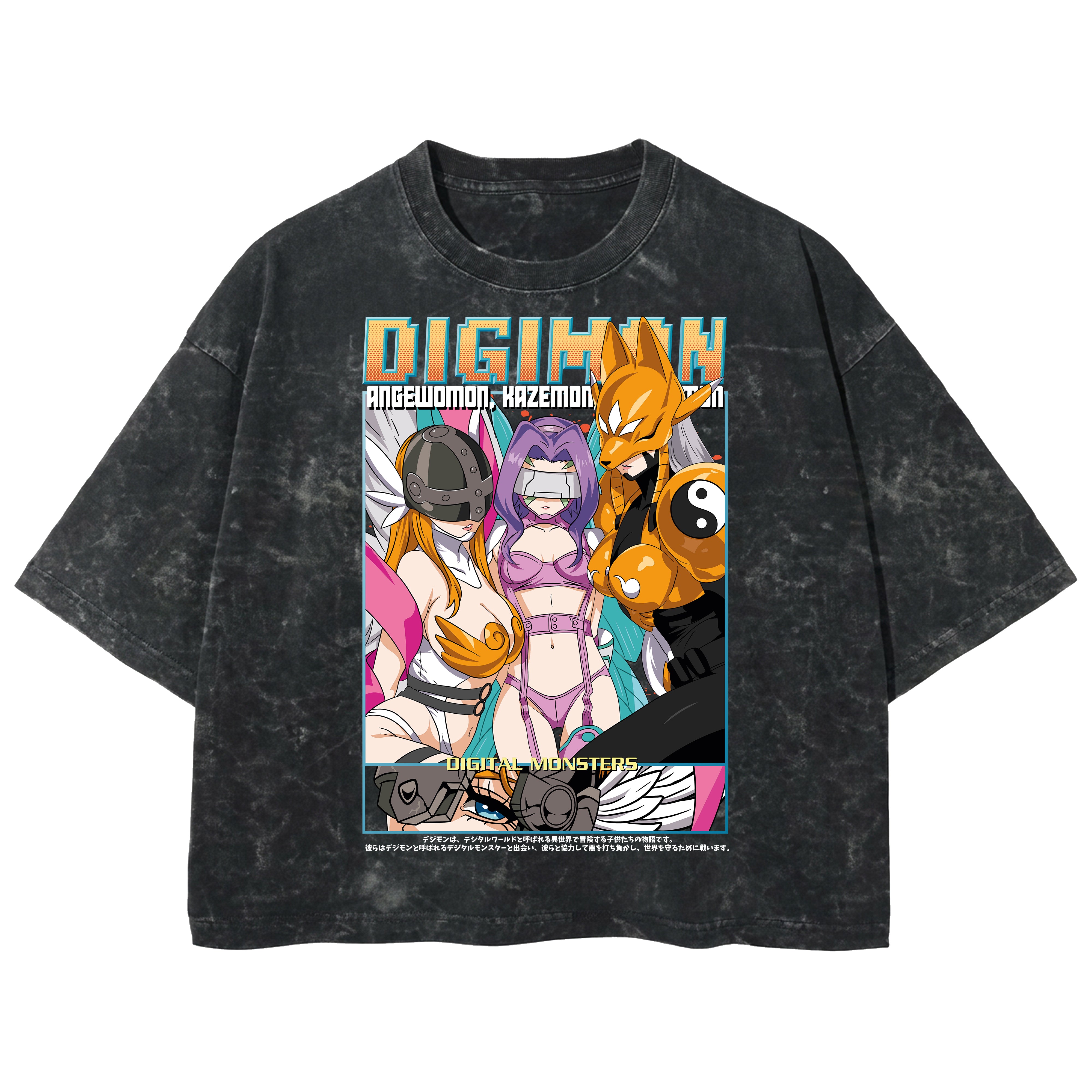 Playera streetwear premium de anime y gaming ExtraLife MX, corte boxy deluxe mineral wash heavyweight en color Acid Wash, moda urbana mexicana de culto.