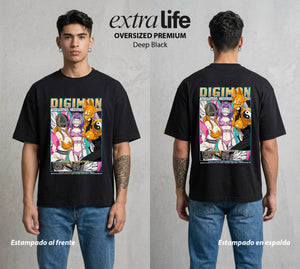 El Mundo Digital | Los Heroes del Futuro #01305 - Playera Oversized Premium | Deep Black - Foto en modelo