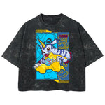 Playera streetwear premium de anime y gaming ExtraLife MX, corte boxy deluxe mineral wash heavyweight en color Acid Wash, moda urbana mexicana de culto.