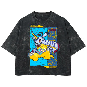 Playera streetwear premium de anime y gaming ExtraLife MX, corte boxy deluxe mineral wash heavyweight en color Acid Wash, moda urbana mexicana de culto.