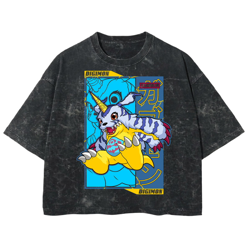 Playera streetwear premium de anime y gaming ExtraLife MX, corte boxy deluxe mineral wash heavyweight en color Acid Wash, moda urbana mexicana de culto.