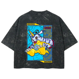 Playera streetwear premium de anime y gaming ExtraLife MX, corte boxy deluxe mineral wash heavyweight en color Acid Wash, moda urbana mexicana de culto.
