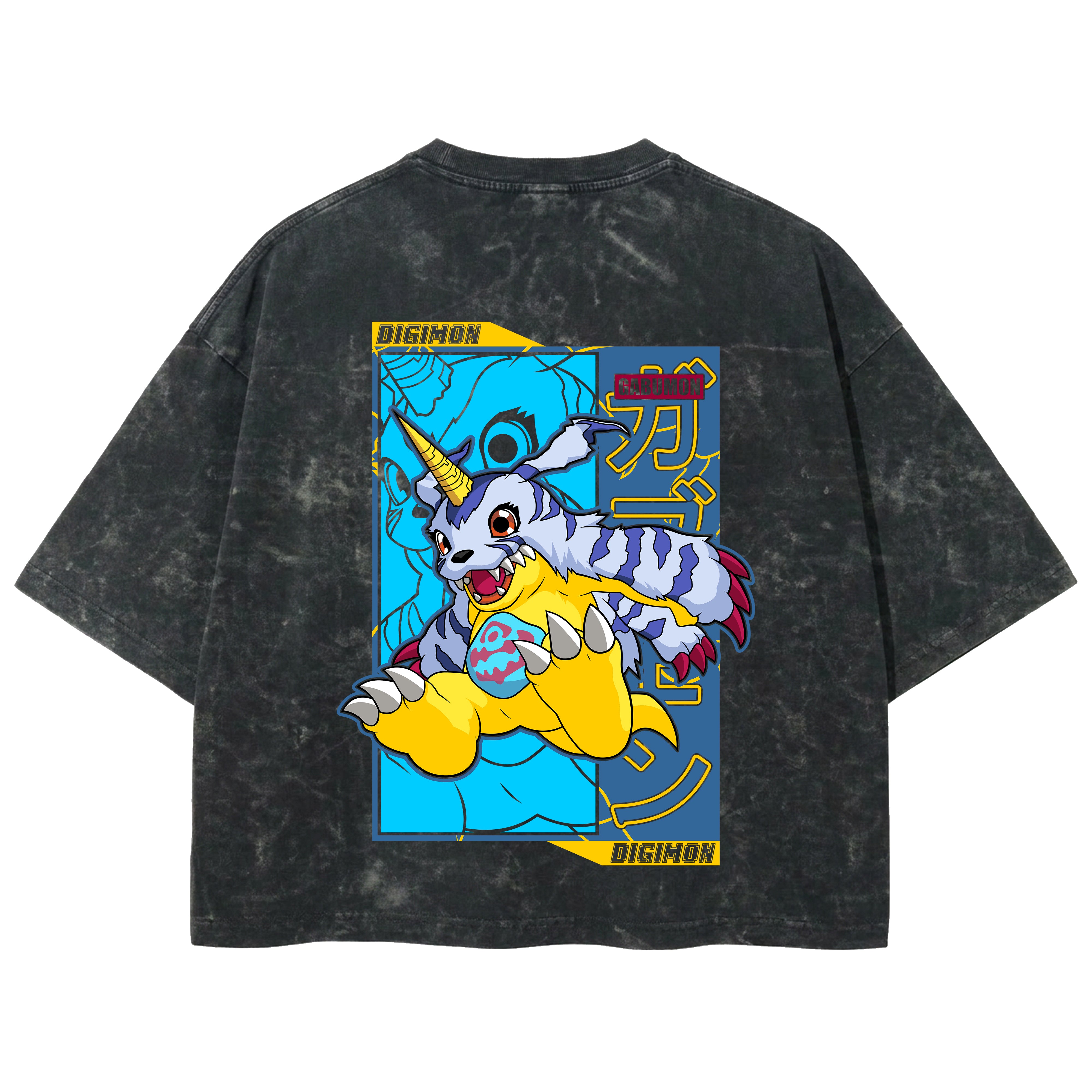Playera streetwear premium de anime y gaming ExtraLife MX, corte boxy deluxe mineral wash heavyweight en color Acid Wash, moda urbana mexicana de culto.