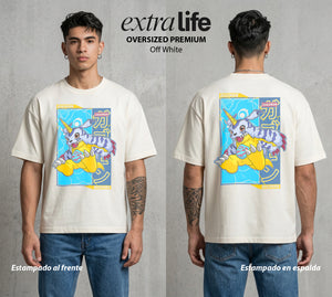 El Mundo Digital | Digimon Gabumon #01306 - Playera Oversized Premium | Off White - Foto en modelo