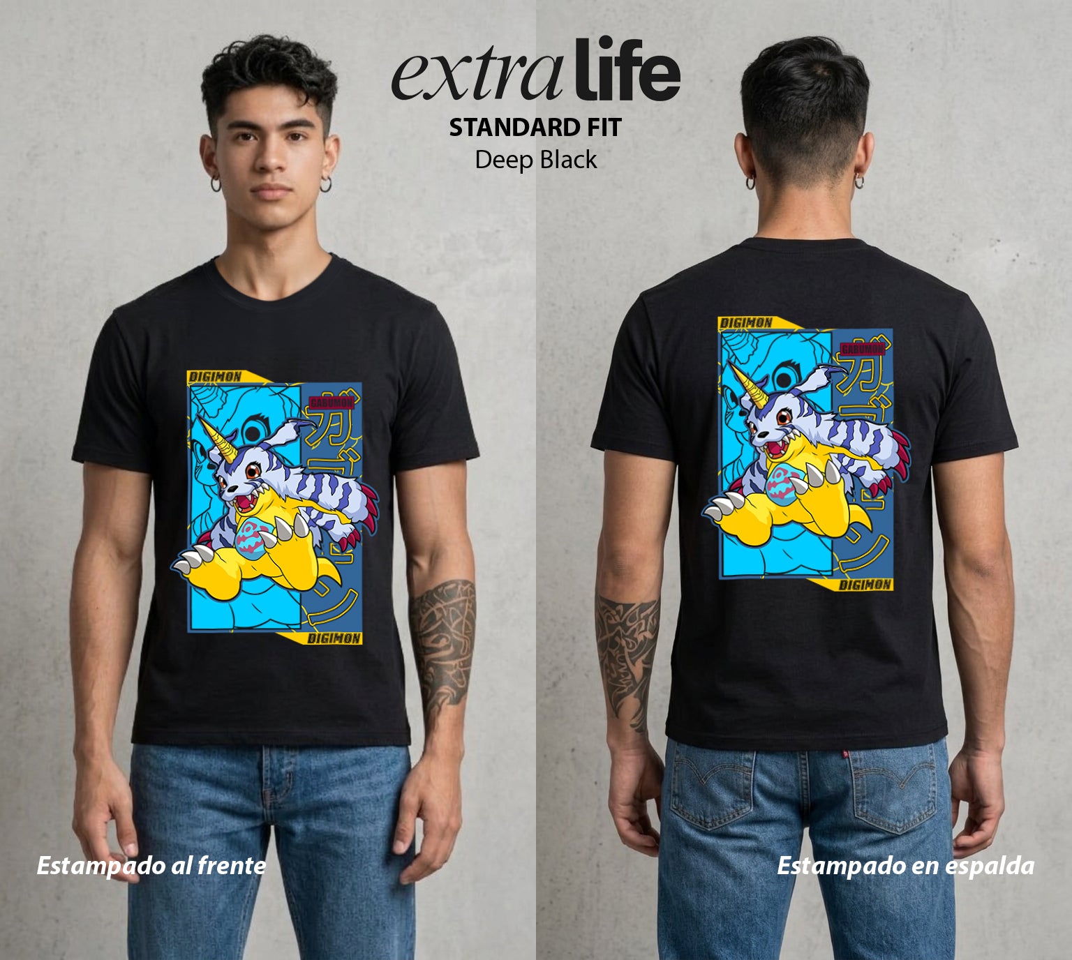 El Mundo Digital | Digimon Gabumon #01306 - Playera Standard Fit | Deep Black - Foto en modelo