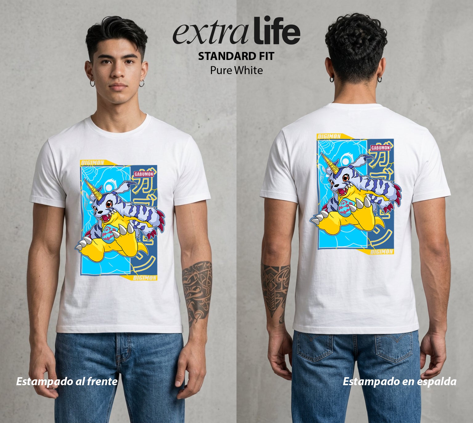 El Mundo Digital | Digimon Gabumon #01306 - Playera Standard Fit | Pure White - Foto en modelo
