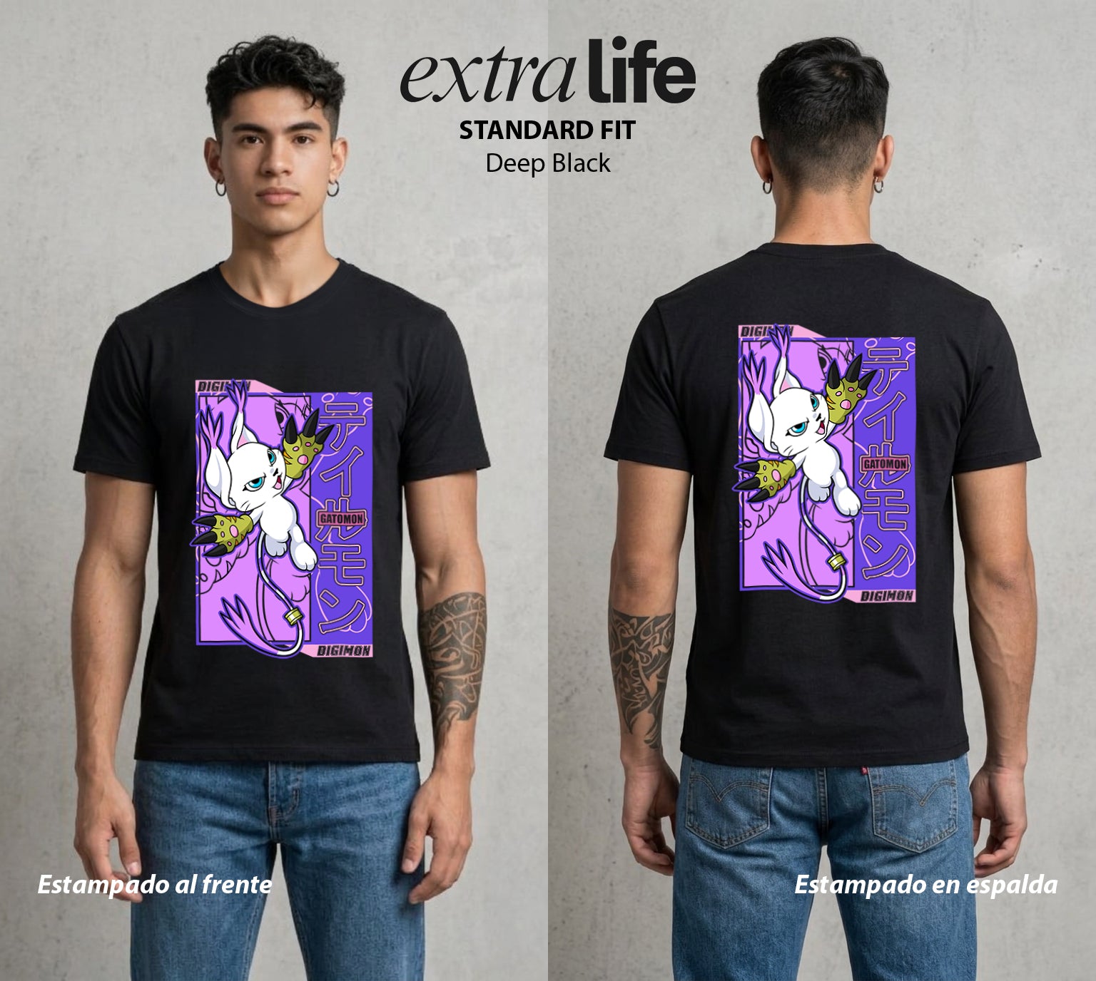 El Mundo Digital | Digimon Gatomon #01307 - Playera Standard Fit | Deep Black - Foto en modelo