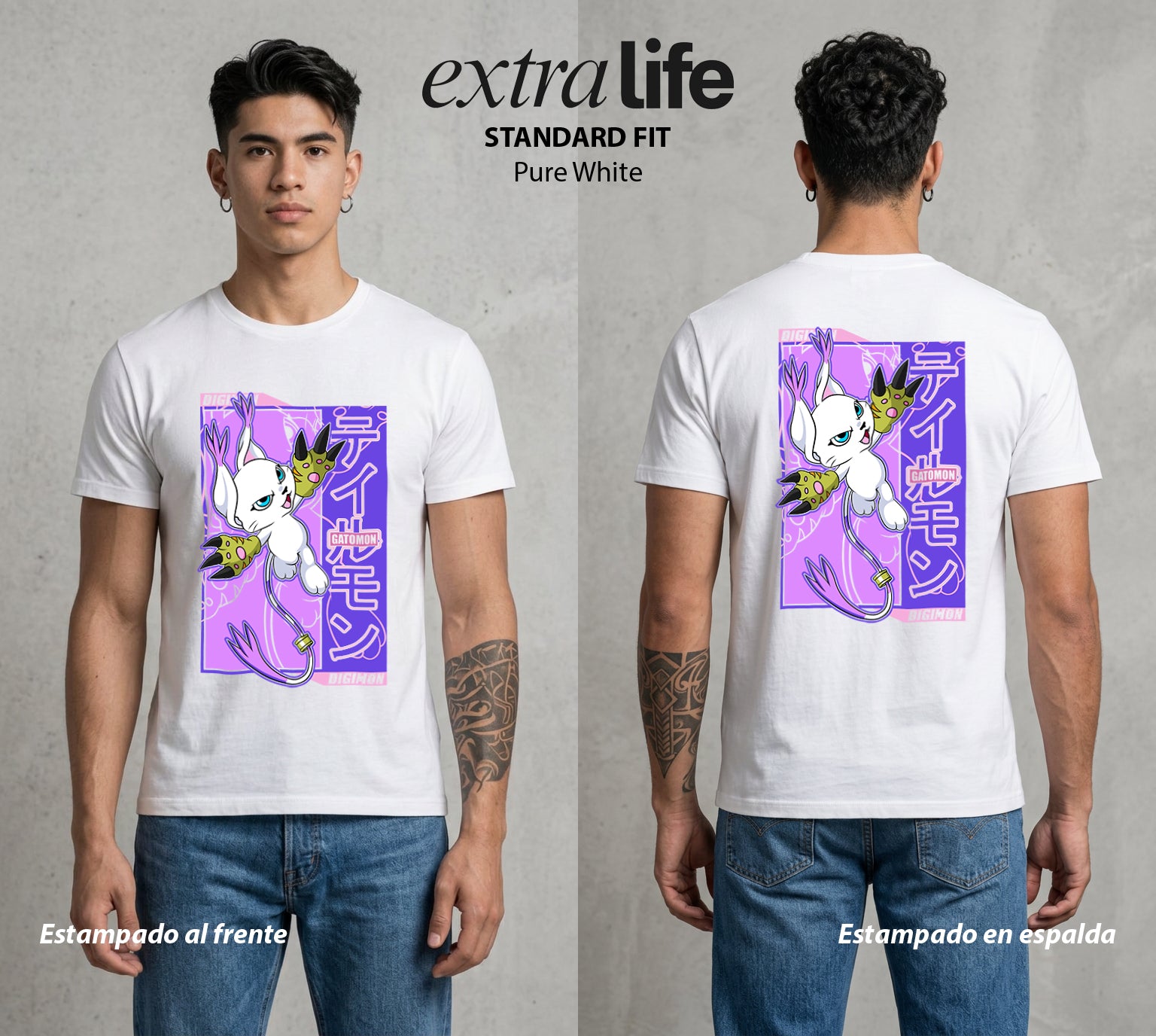 El Mundo Digital | Digimon Gatomon #01307 - Playera Standard Fit | Pure White - Foto en modelo