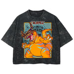 Playera streetwear premium de anime y gaming ExtraLife MX, corte boxy deluxe mineral wash heavyweight en color Acid Wash, moda urbana mexicana de culto.
