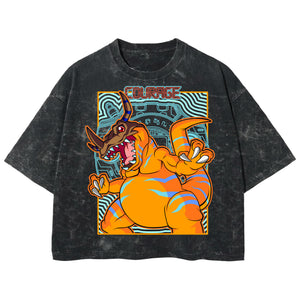 Playera streetwear premium de anime y gaming ExtraLife MX, corte boxy deluxe mineral wash heavyweight en color Acid Wash, moda urbana mexicana de culto.