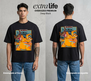 El Mundo Digital | Digimon Greymon #01308 - Playera Oversized Premium | Deep Black - Foto en modelo