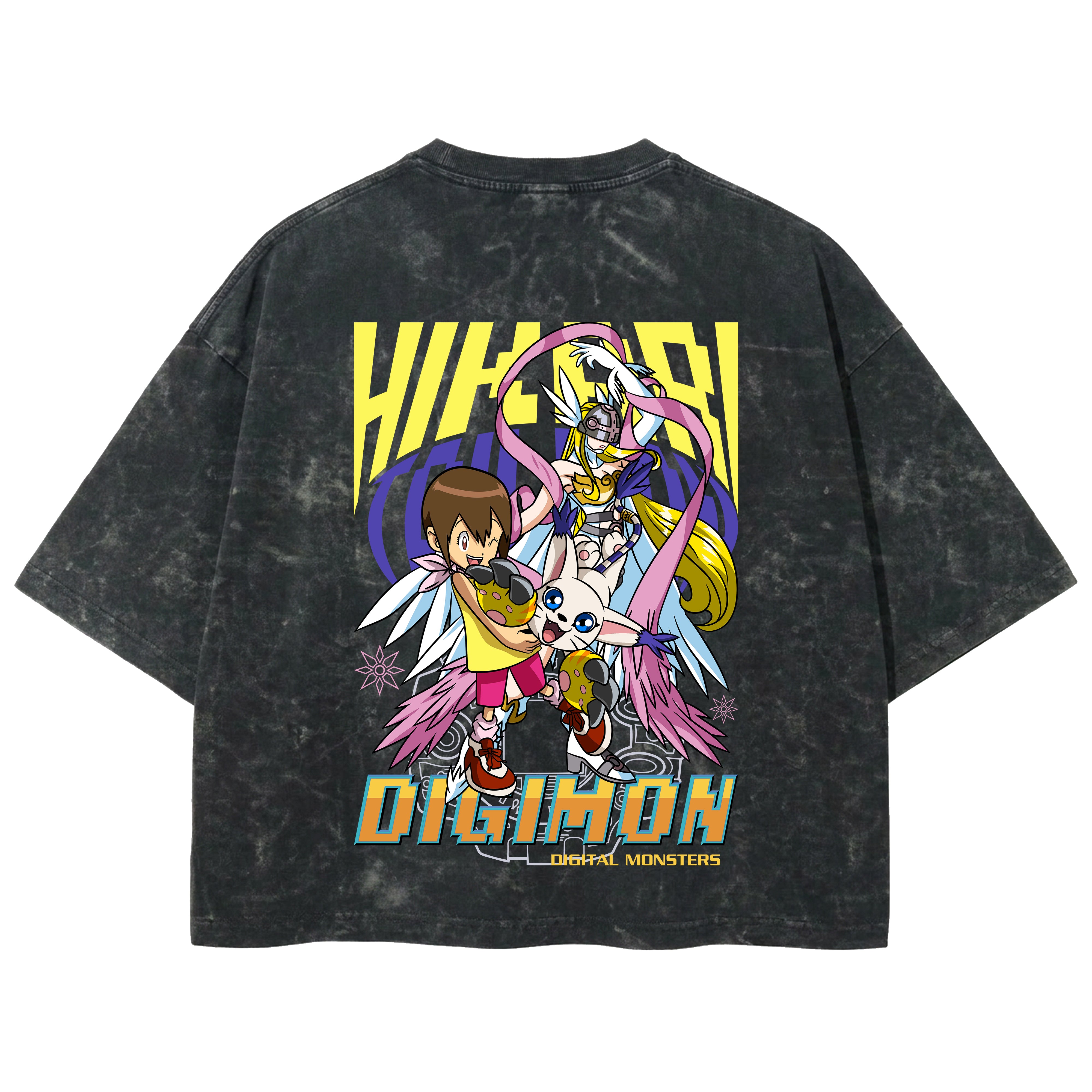 Playera streetwear premium de anime y gaming ExtraLife MX, corte boxy deluxe mineral wash heavyweight en color Acid Wash, moda urbana mexicana de culto.
