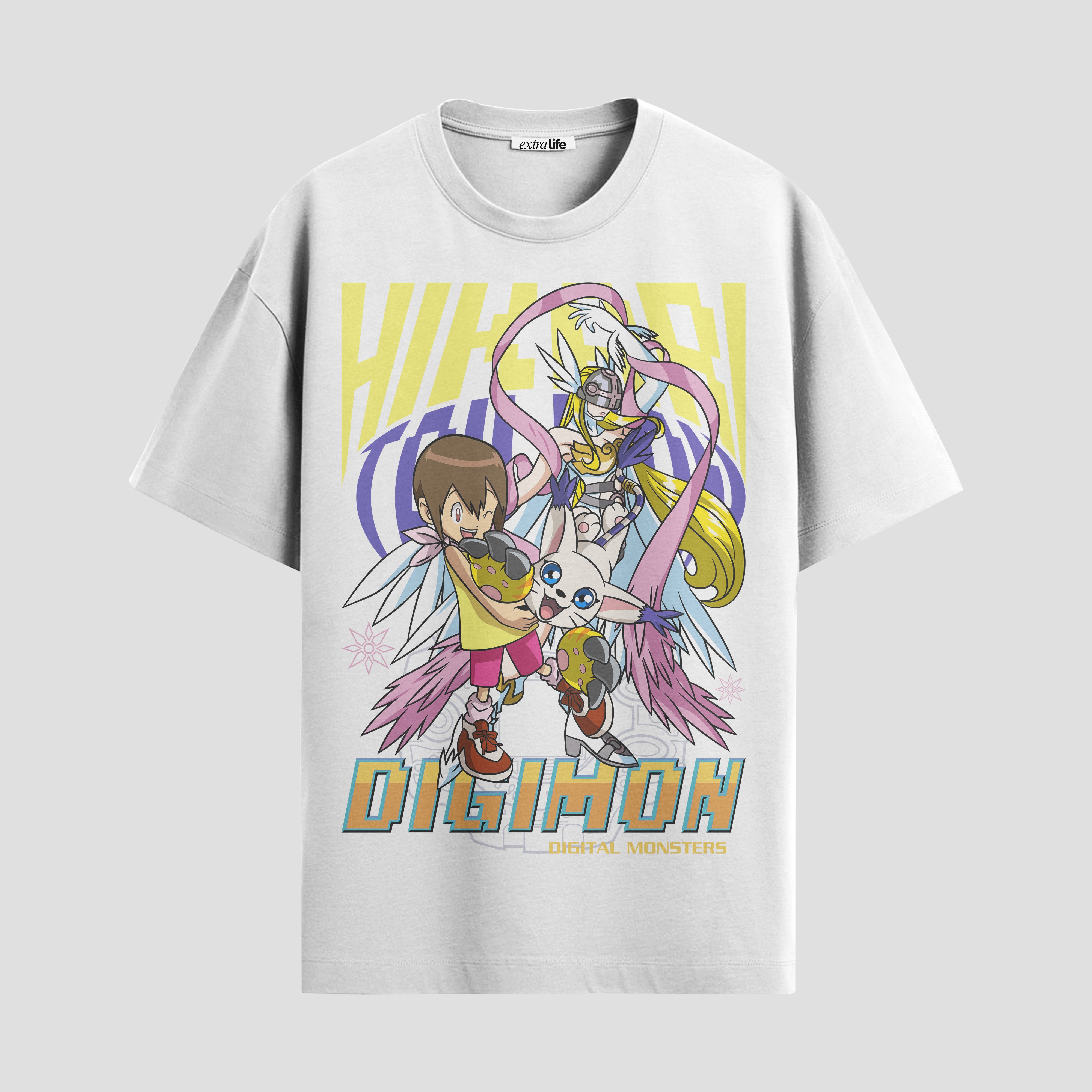 Playera urbana de anime y gaming ExtraLife MX, corte Standard Fit unisex ligero y transpirable en color Deep Black y Pure White, ropa de uso diario para gym y casual.