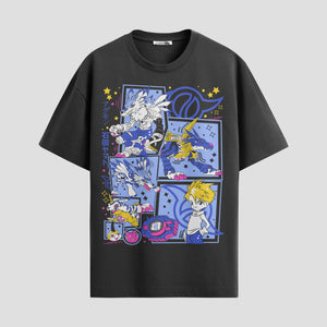 Playera urbana de anime y gaming ExtraLife MX, corte Standard Fit unisex ligero y transpirable en color Deep Black y Pure White, ropa de uso diario para gym y casual.