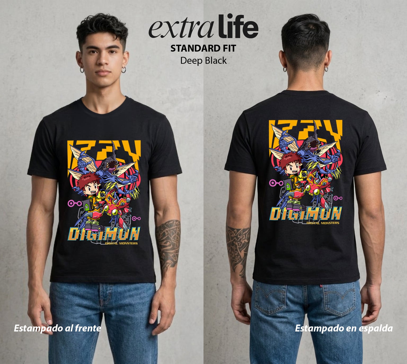 El Mundo Digital | Digimon Izzy X Tentomon #01311 - Playera Standard Fit | Deep Black - Foto en modelo