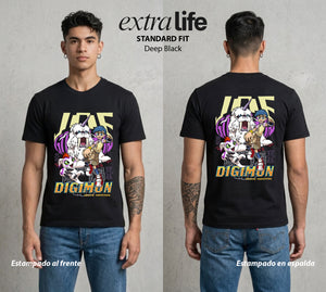 El Mundo Digital | Digimon Joe X Gomamon #01312 - Playera Standard Fit | Deep Black - Foto en modelo