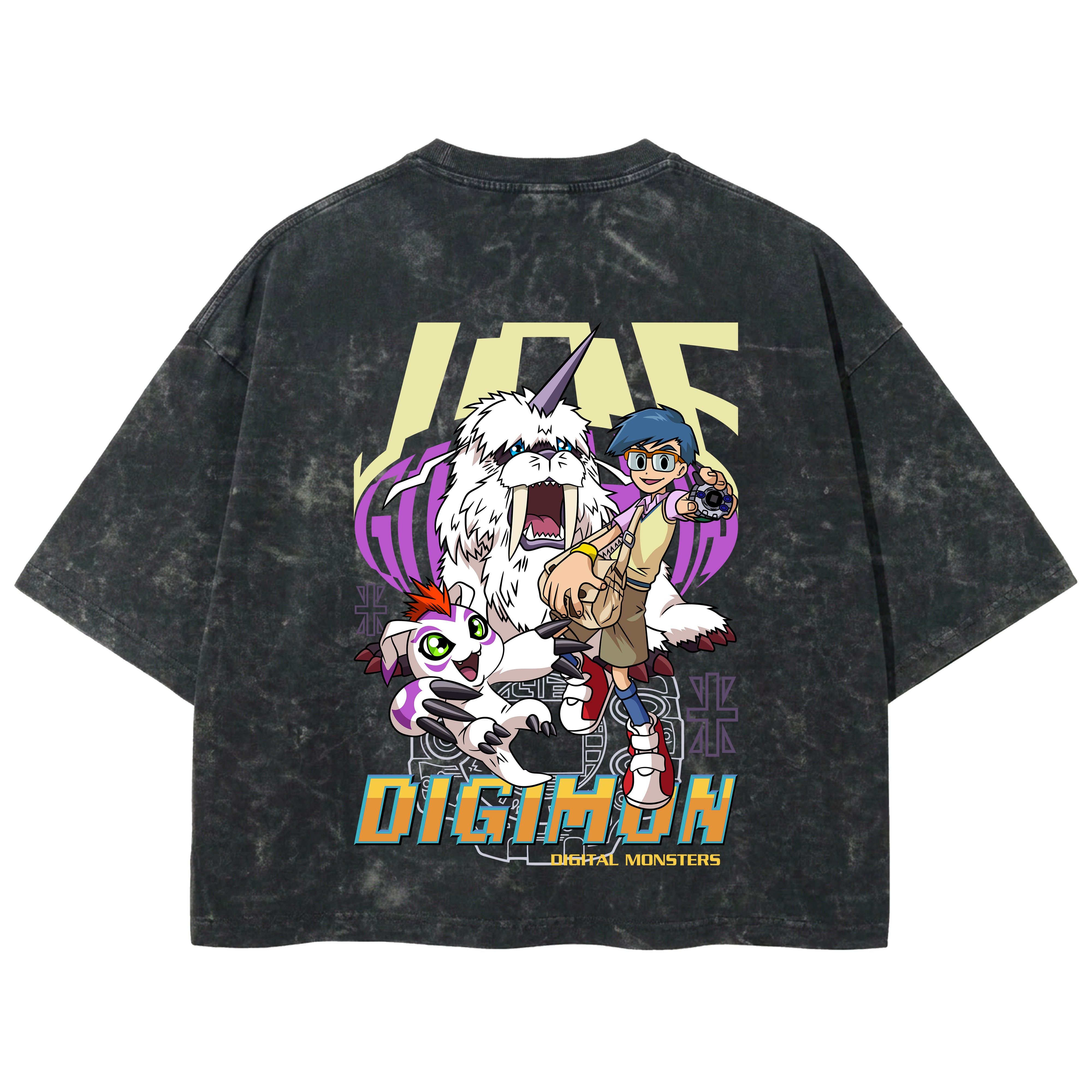 Playera streetwear premium de anime y gaming ExtraLife MX, corte boxy deluxe mineral wash heavyweight en color Acid Wash, moda urbana mexicana de culto.