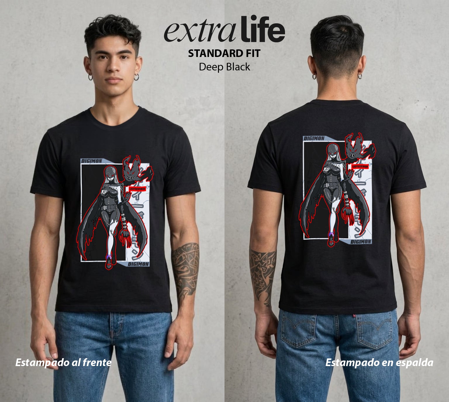 El Mundo Digital | Digimon Lady Devimon #01315 - Playera Standard Fit | Deep Black - Foto en modelo
