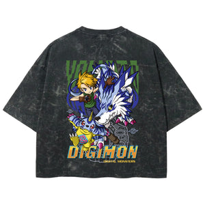 Playera streetwear premium de anime y gaming ExtraLife MX, corte boxy deluxe mineral wash heavyweight en color Acid Wash, moda urbana mexicana de culto.