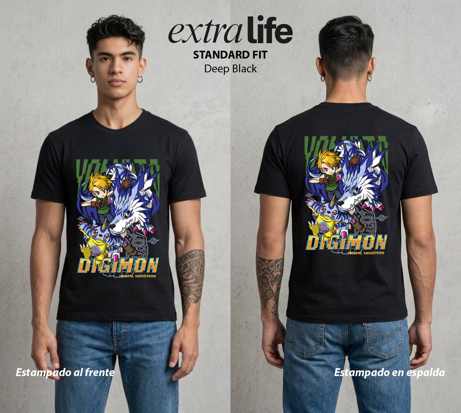 El Mundo Digital | Digimon Matt X Gabumon #01316 - Playera Standard Fit | Deep Black - Foto en modelo
