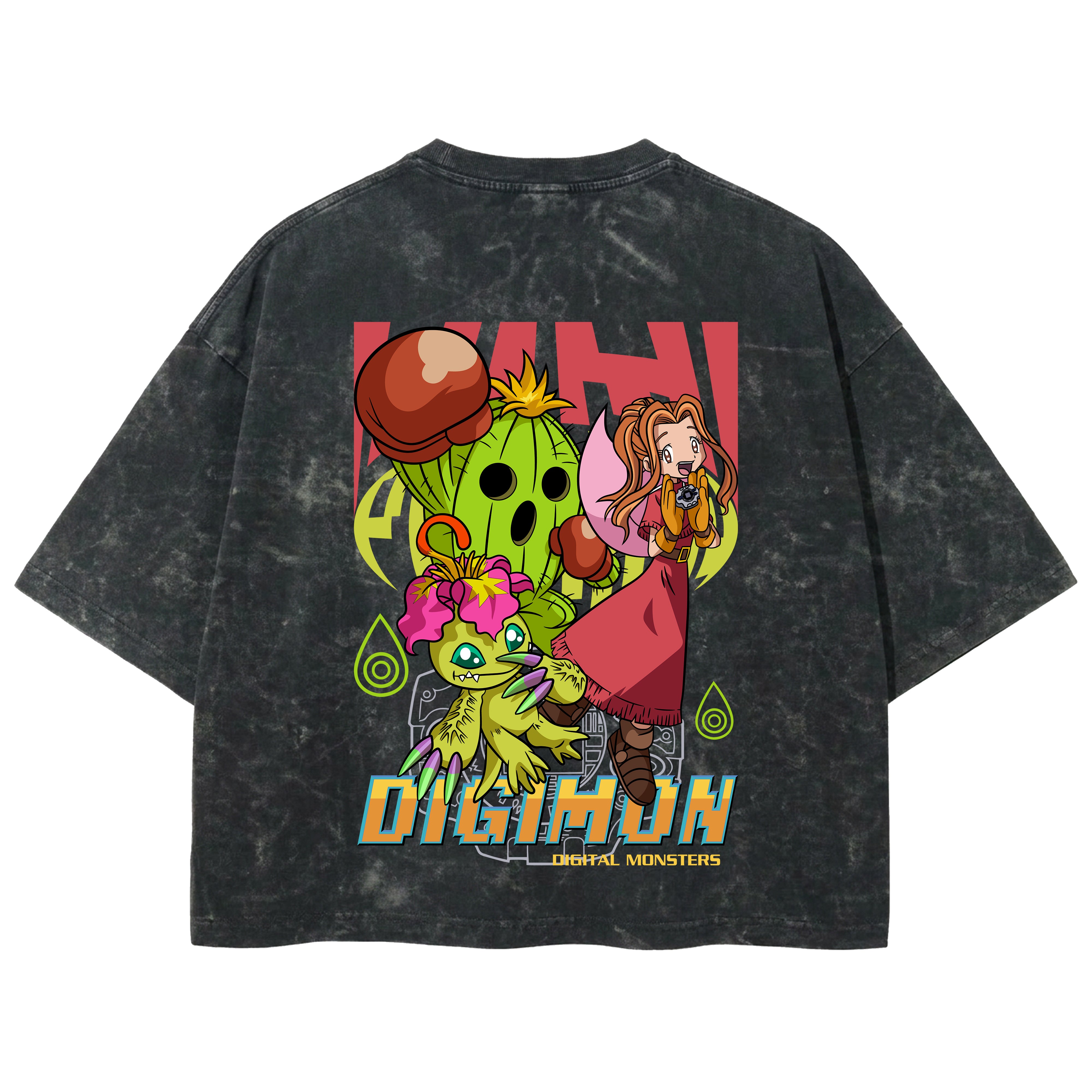 Playera streetwear premium de anime y gaming ExtraLife MX, corte boxy deluxe mineral wash heavyweight en color Acid Wash, moda urbana mexicana de culto.