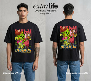 El Mundo Digital | Digimon Mimi X Palmon #01317 - Playera Oversized Premium | Deep Black - Foto en modelo
