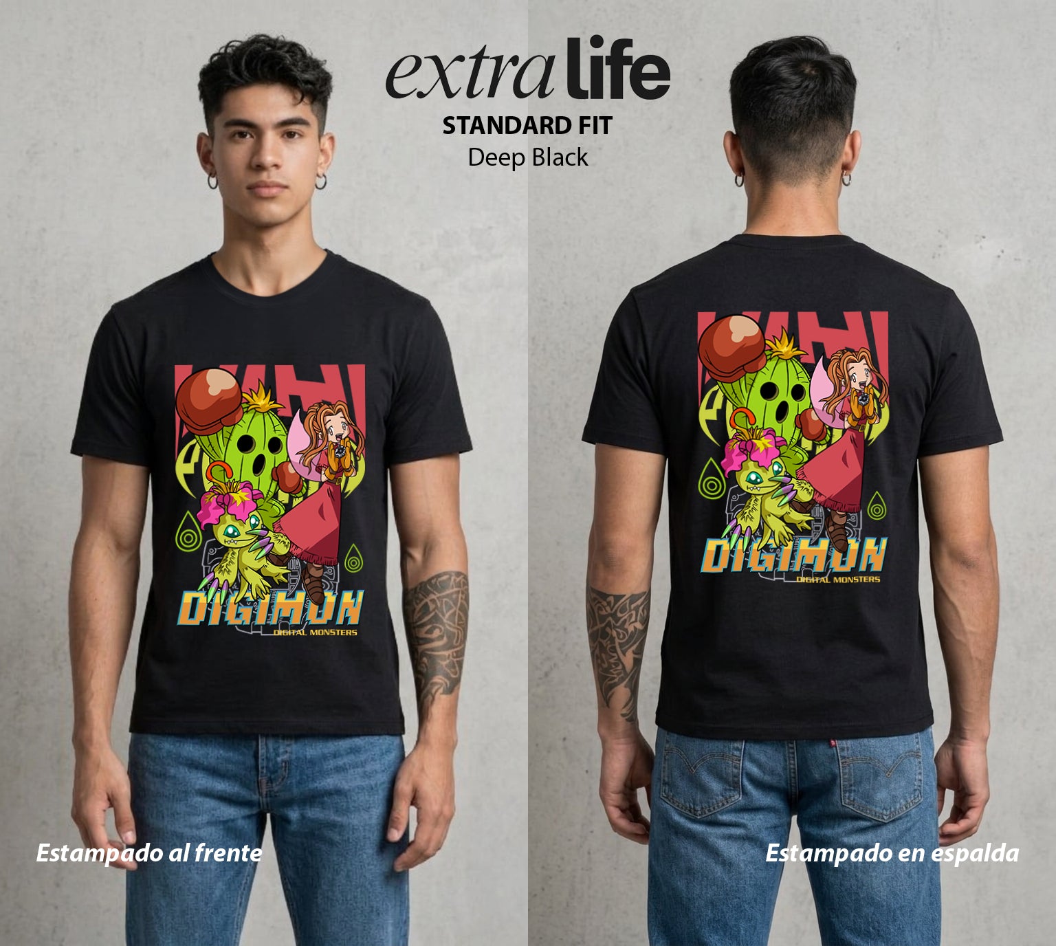 El Mundo Digital | Digimon Mimi X Palmon #01317 - Playera Standard Fit | Deep Black - Foto en modelo