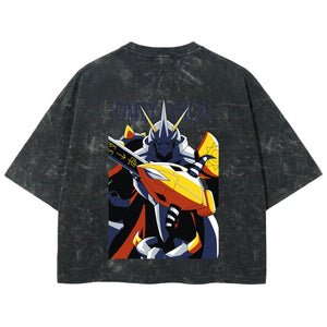 Playera streetwear premium de anime y gaming ExtraLife MX, corte boxy deluxe mineral wash heavyweight en color Acid Wash, moda urbana mexicana de culto.