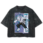 Playera streetwear premium de anime y gaming ExtraLife MX, corte boxy deluxe mineral wash heavyweight en color Acid Wash, moda urbana mexicana de culto.
