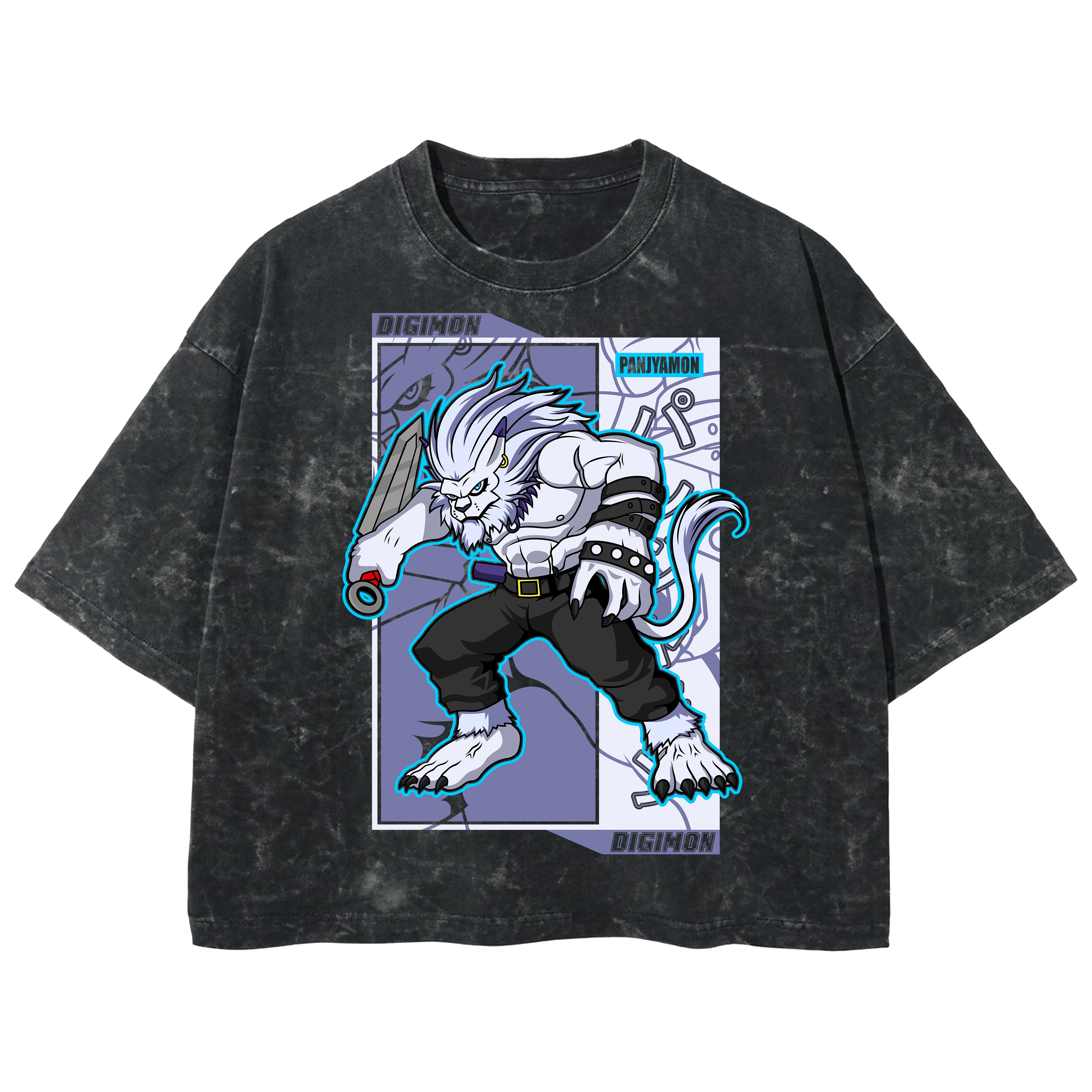 Playera streetwear premium de anime y gaming ExtraLife MX, corte boxy deluxe mineral wash heavyweight en color Acid Wash, moda urbana mexicana de culto.