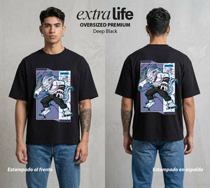 El Mundo Digital | Digimon Panjyamon #01319 - Playera Oversized Premium | Deep Black - Foto en modelo