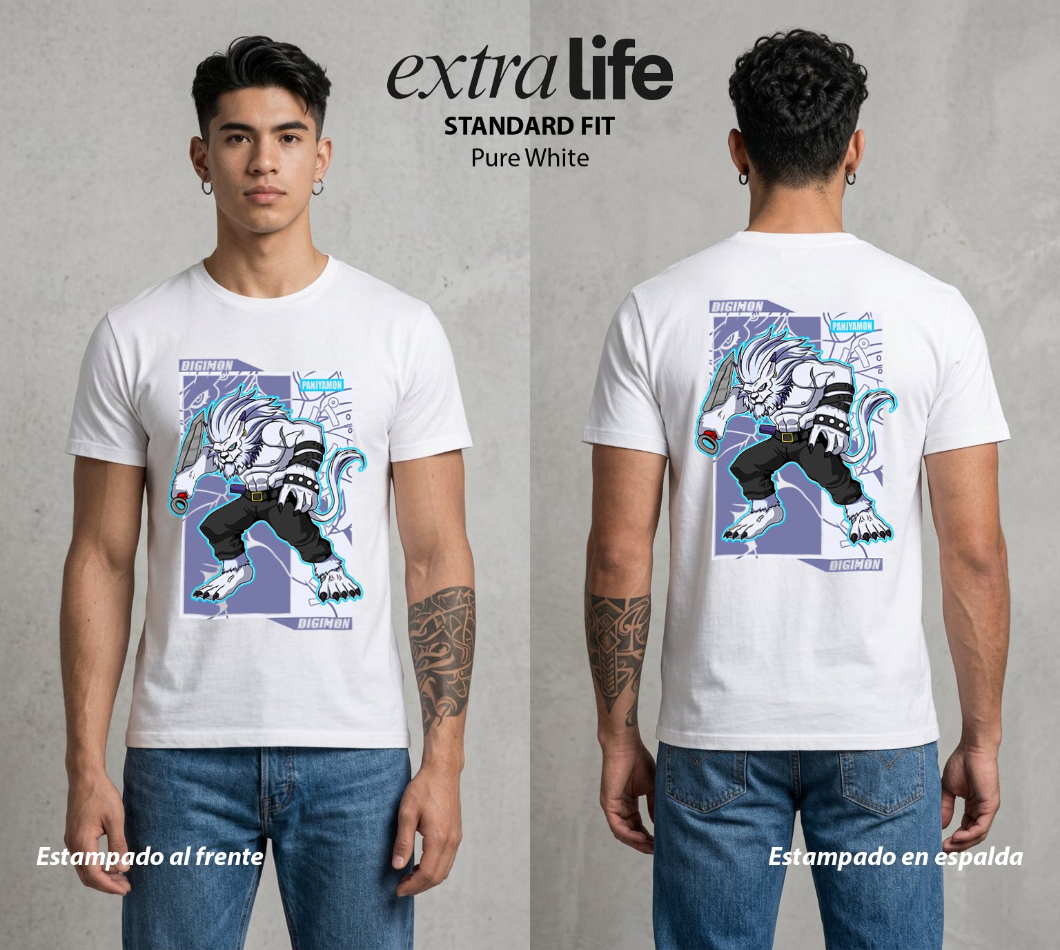El Mundo Digital | Digimon Panjyamon #01319 - Playera Standard Fit | Pure White - Foto en modelo