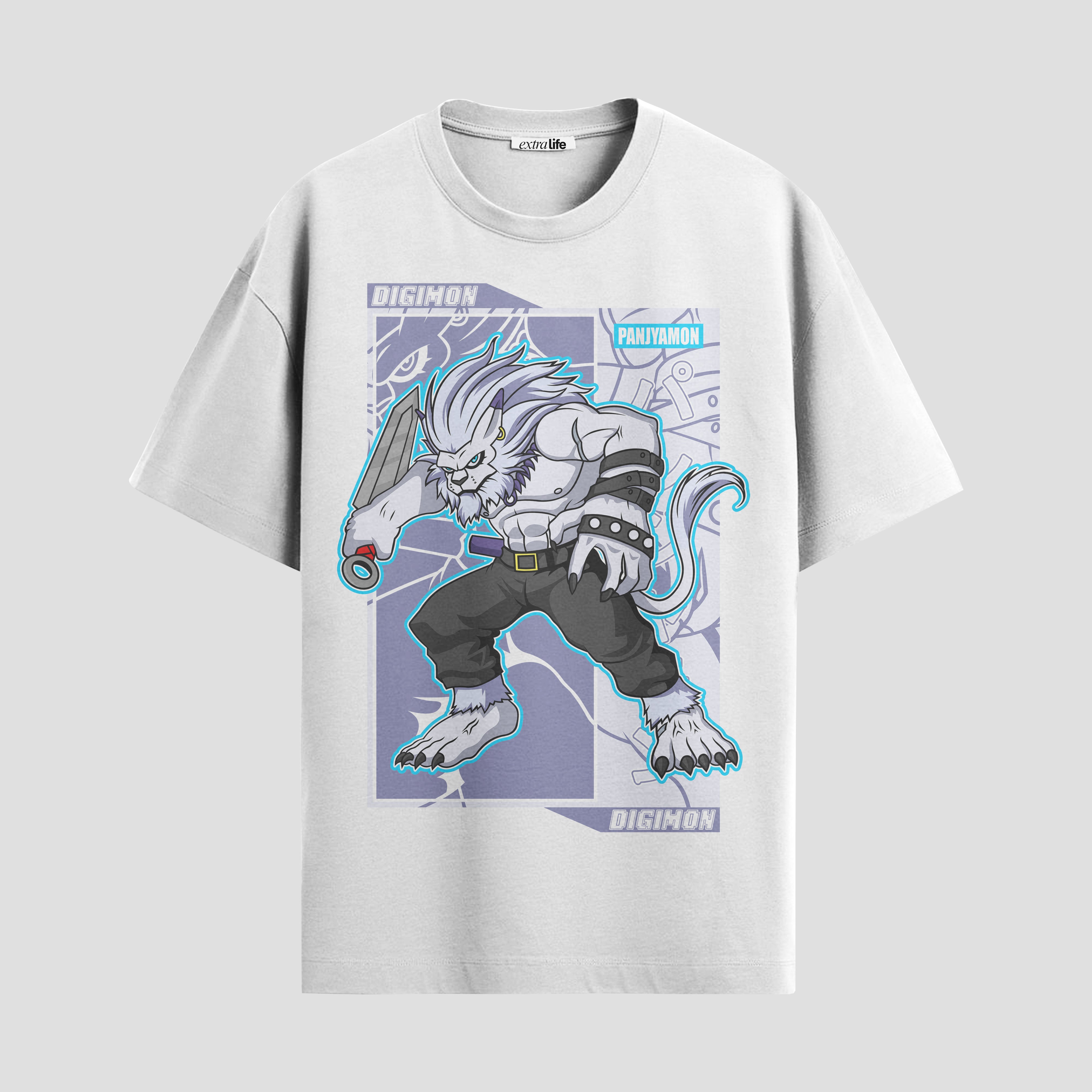 Playera urbana de anime y gaming ExtraLife MX, corte Standard Fit unisex ligero y transpirable en color Deep Black y Pure White, ropa de uso diario para gym y casual.
