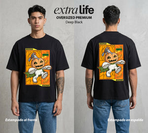 El Mundo Digital | Digimon Pumpkinmon #01320 - Playera Oversized Premium | Deep Black - Foto en modelo