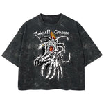 Playera streetwear premium de anime y gaming ExtraLife MX, corte boxy deluxe mineral wash heavyweight en color Acid Wash, moda urbana mexicana de culto.