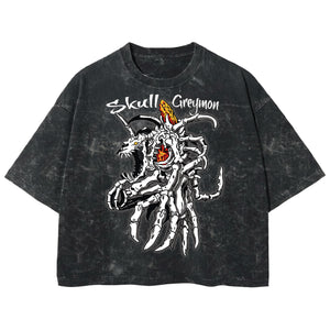 Playera streetwear premium de anime y gaming ExtraLife MX, corte boxy deluxe mineral wash heavyweight en color Acid Wash, moda urbana mexicana de culto.