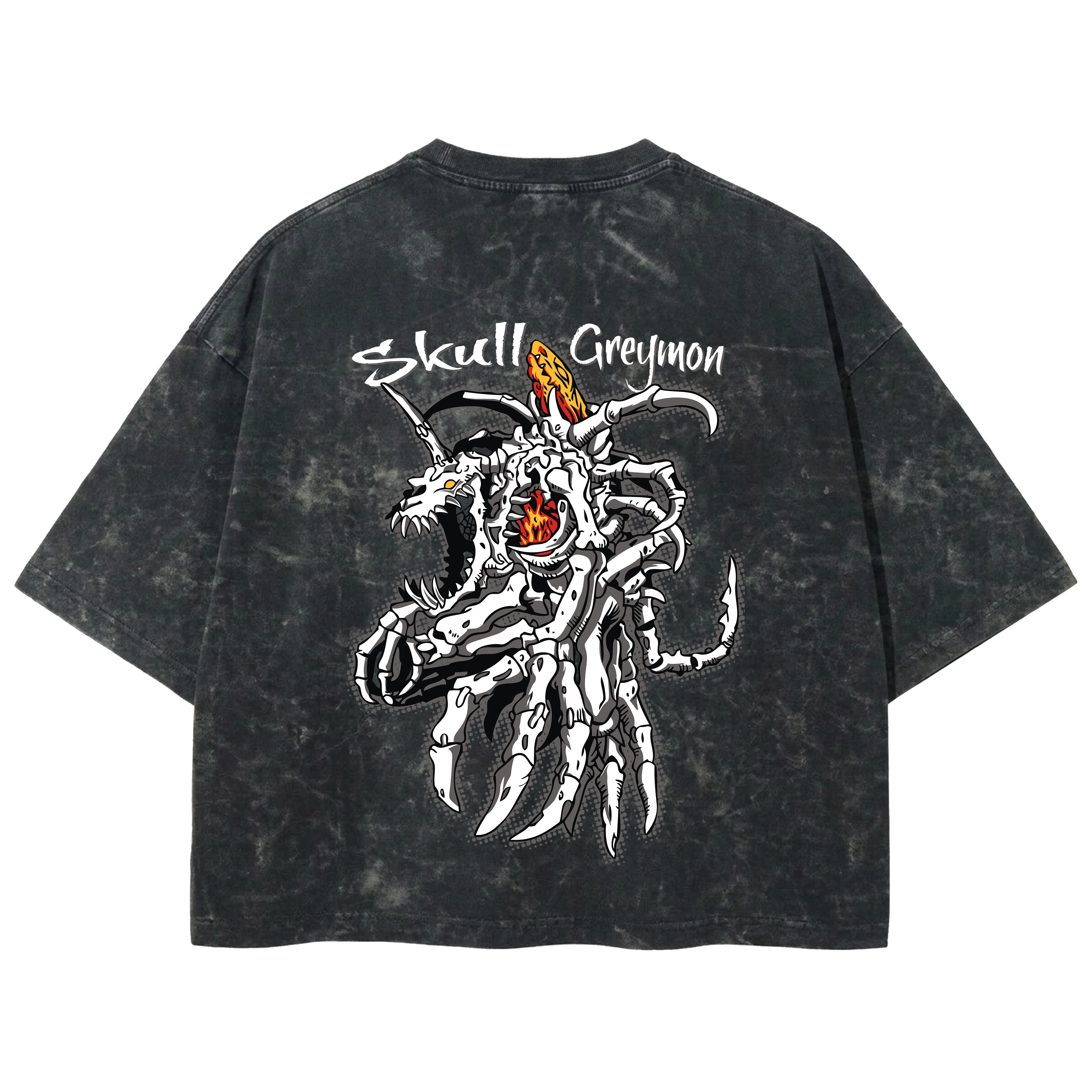 Playera streetwear premium de anime y gaming ExtraLife MX, corte boxy deluxe mineral wash heavyweight en color Acid Wash, moda urbana mexicana de culto.