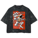 Playera streetwear premium de anime y gaming ExtraLife MX, corte boxy deluxe mineral wash heavyweight en color Acid Wash, moda urbana mexicana de culto.