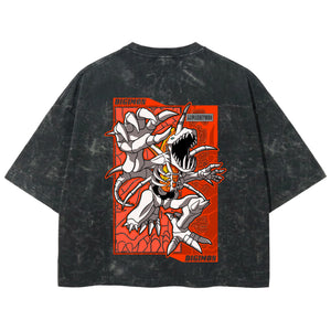 Playera streetwear premium de anime y gaming ExtraLife MX, corte boxy deluxe mineral wash heavyweight en color Acid Wash, moda urbana mexicana de culto.