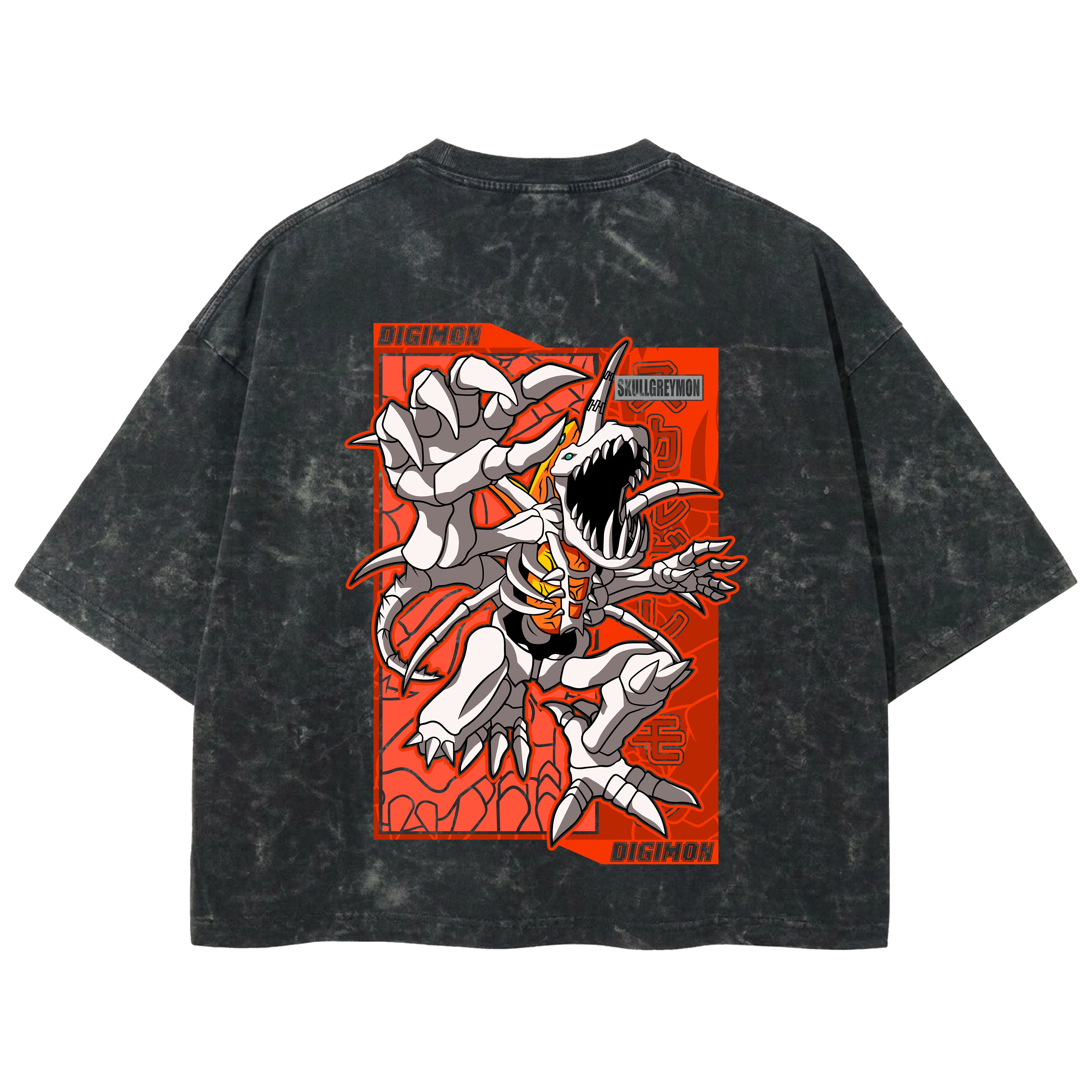 Playera streetwear premium de anime y gaming ExtraLife MX, corte boxy deluxe mineral wash heavyweight en color Acid Wash, moda urbana mexicana de culto.