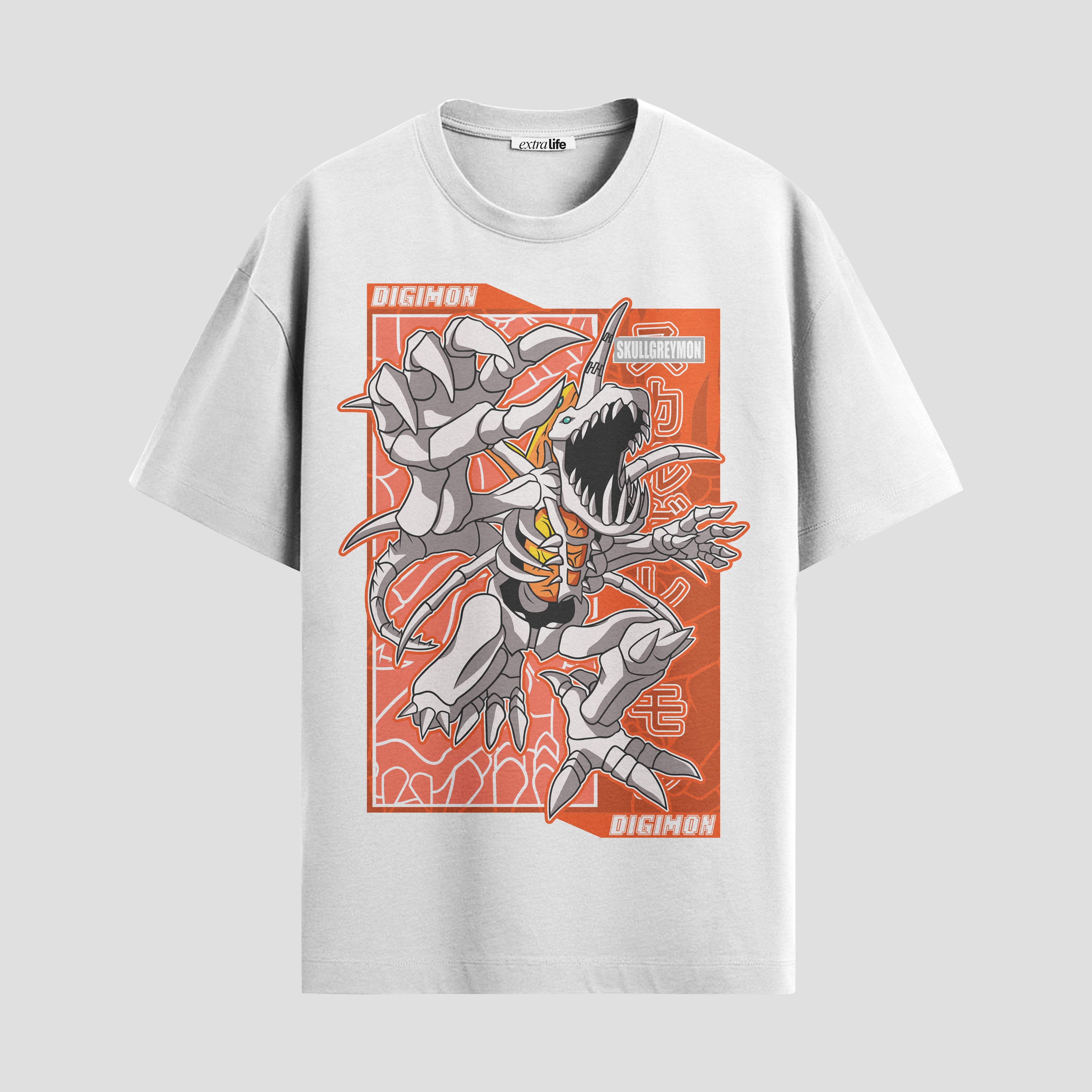 Playera urbana de anime y gaming ExtraLife MX, corte Standard Fit unisex ligero y transpirable en color Deep Black y Pure White, ropa de uso diario para gym y casual.