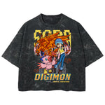 Playera streetwear premium de anime y gaming ExtraLife MX, corte boxy deluxe mineral wash heavyweight en color Acid Wash, moda urbana mexicana de culto.