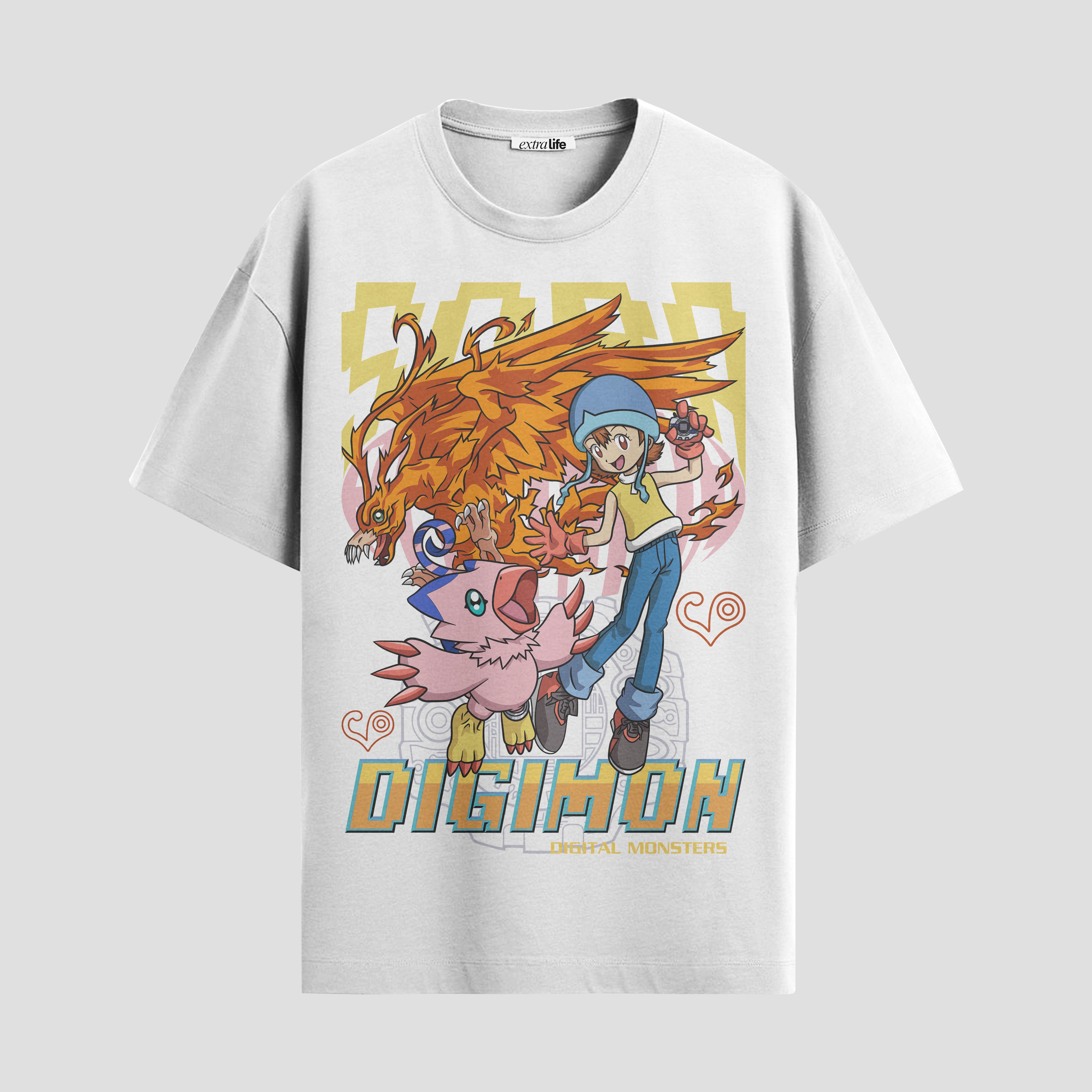 Playera urbana de anime y gaming ExtraLife MX, corte Standard Fit unisex ligero y transpirable en color Deep Black y Pure White, ropa de uso diario para gym y casual.