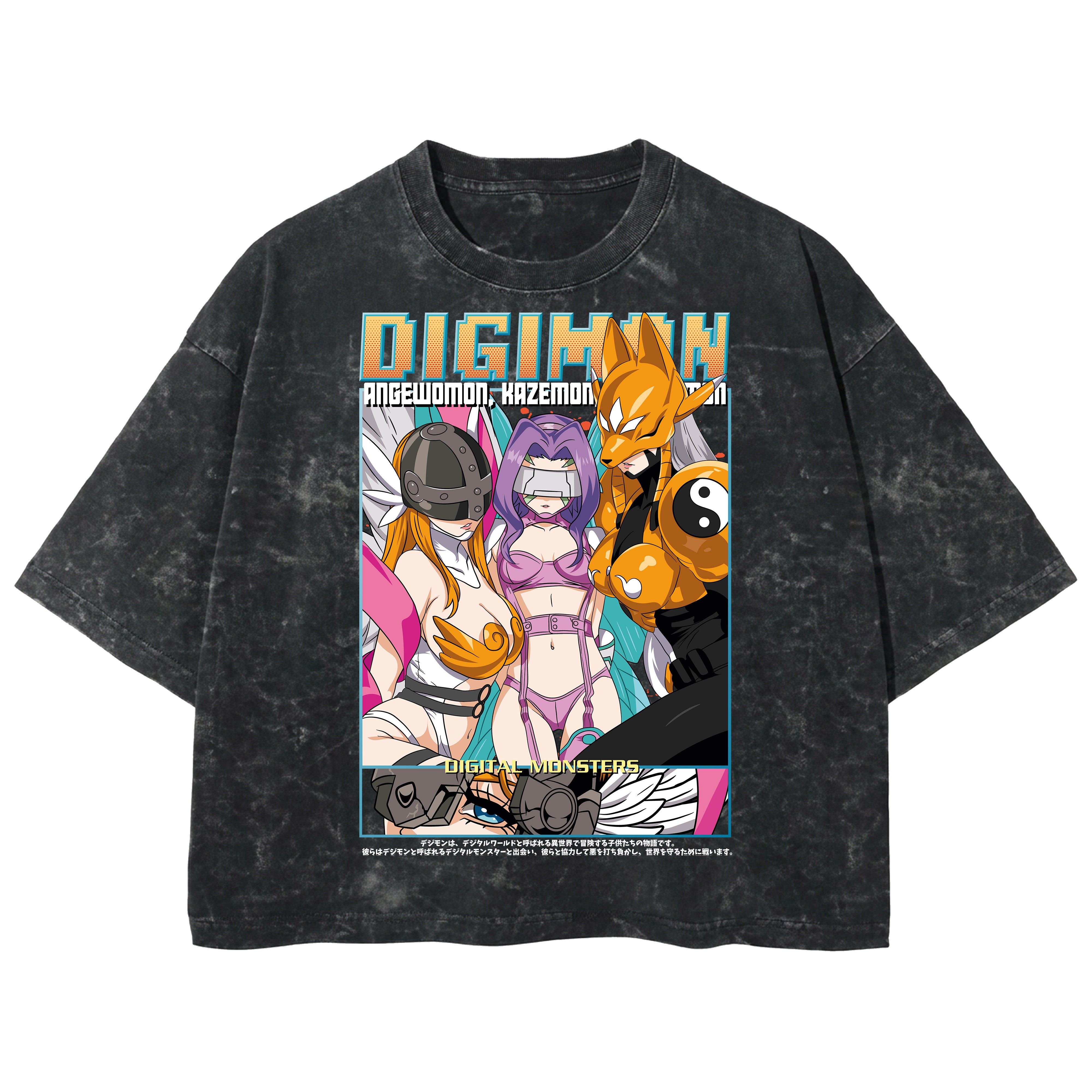 Playera streetwear premium de anime y gaming ExtraLife MX, corte boxy deluxe mineral wash heavyweight en color Acid Wash, moda urbana mexicana de culto.