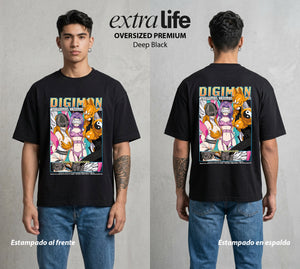 El Mundo Digital | Digimon Waifus del Corazon #01326 - Playera Oversized Premium | Deep Black - Foto en modelo